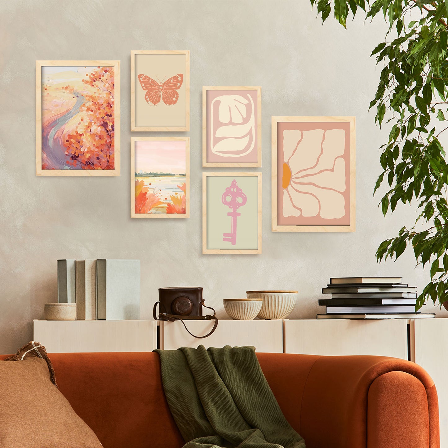 Nacnic Set de 6 Láminas de Prado de Naranja