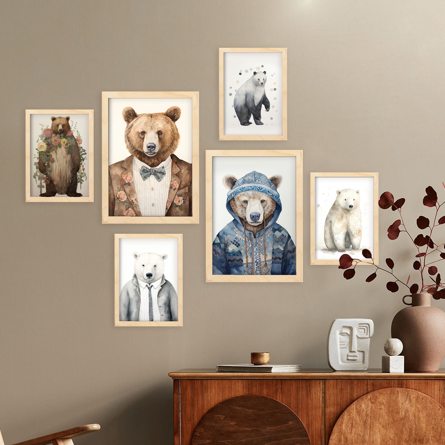 Nacnic Set de 6 Láminas de Trajes de Oso para Guardería