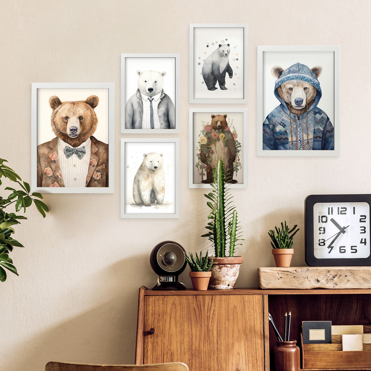 Nacnic Set de 6 Láminas de Trajes de Oso para Guardería