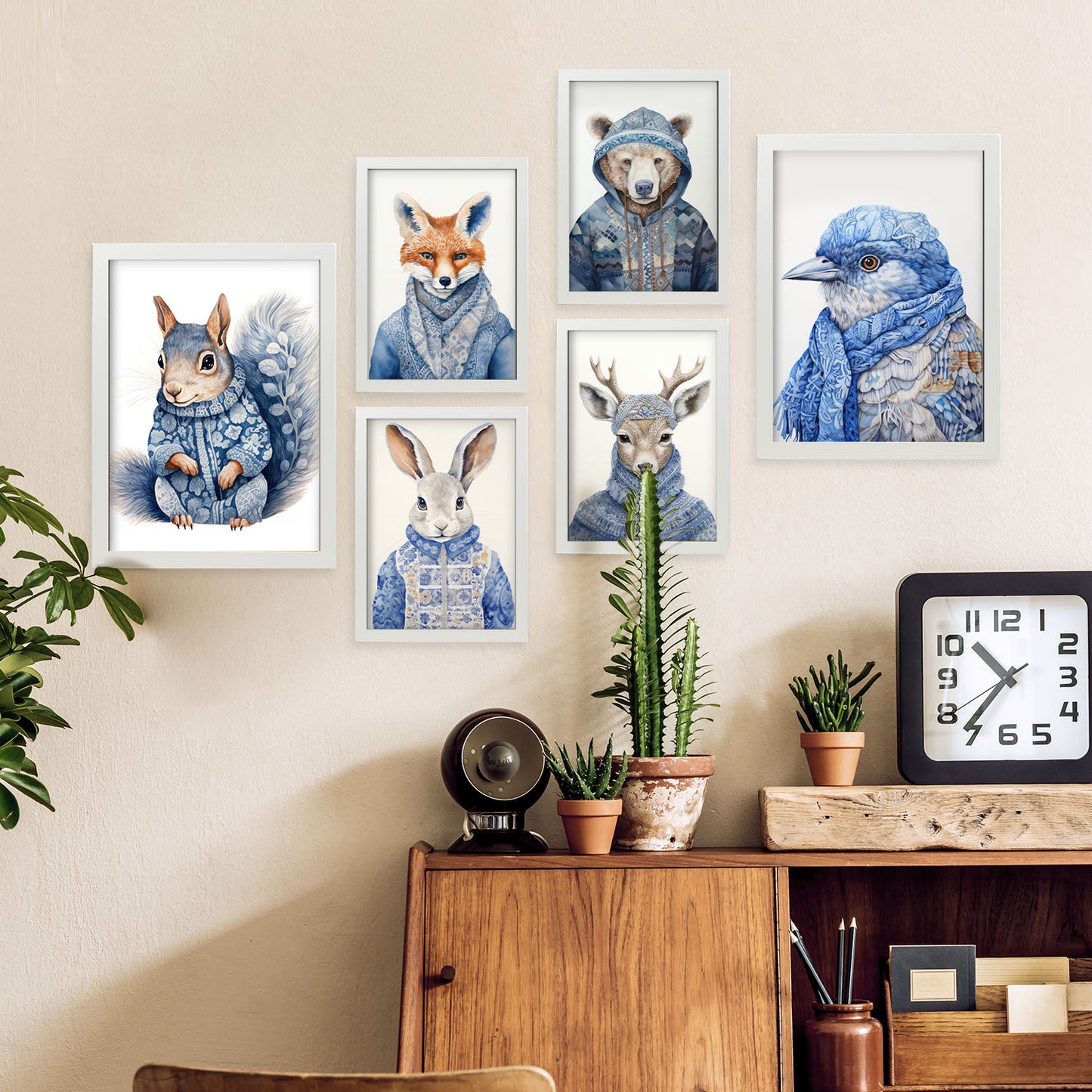Nacnic Set de 6 Láminas de Animales en Ropa de Invierno