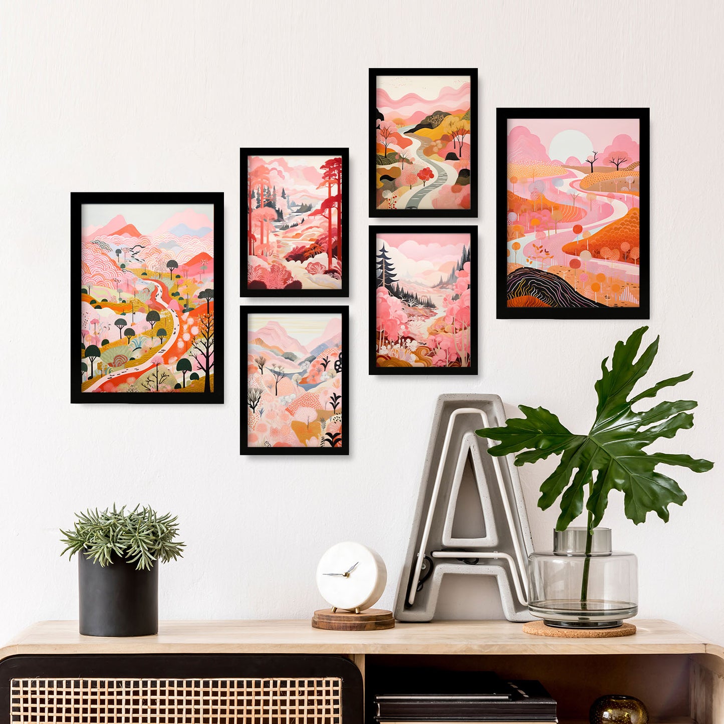 Nacnic Set de 6 Posters de Caricatura Rosa para Guardería y Hogar