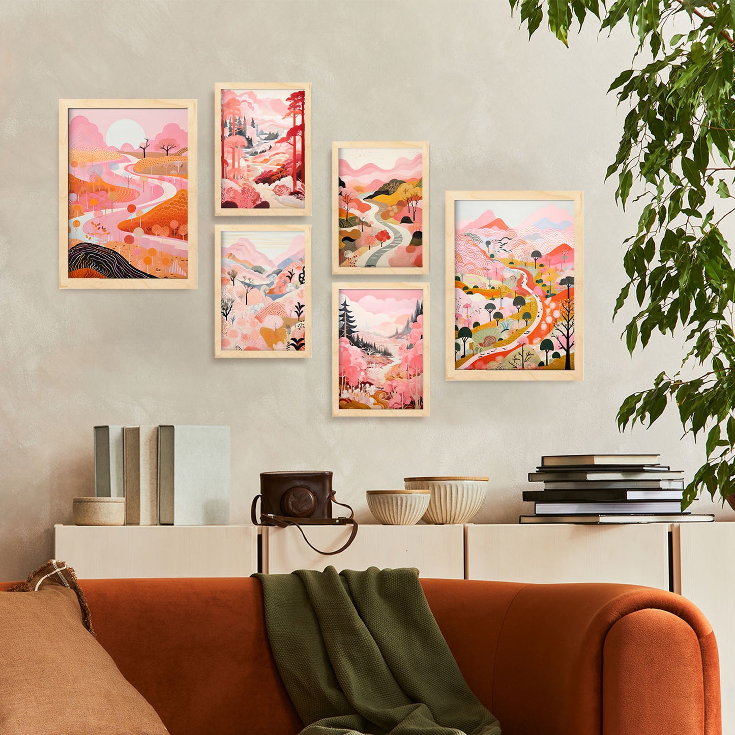 Nacnic Set de 6 Posters de Caricatura Rosa para Guardería y Hogar
