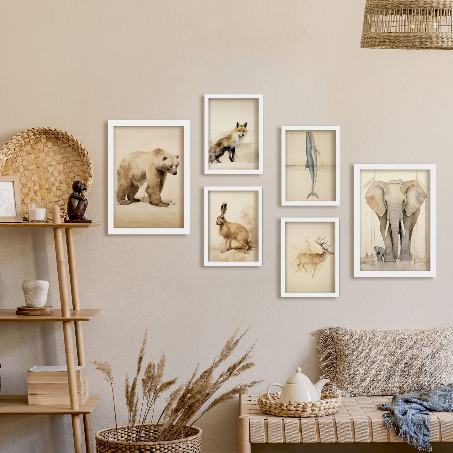 Conjunto de 6 Láminas Vintage de Animales Nacnic