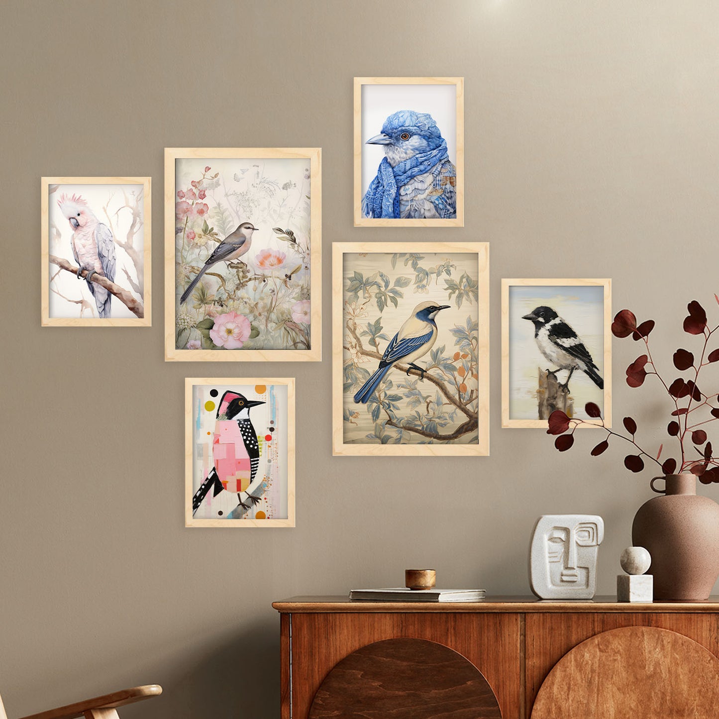 Nacnic Set de 6 Láminas de Ilustraciones de Pájaros