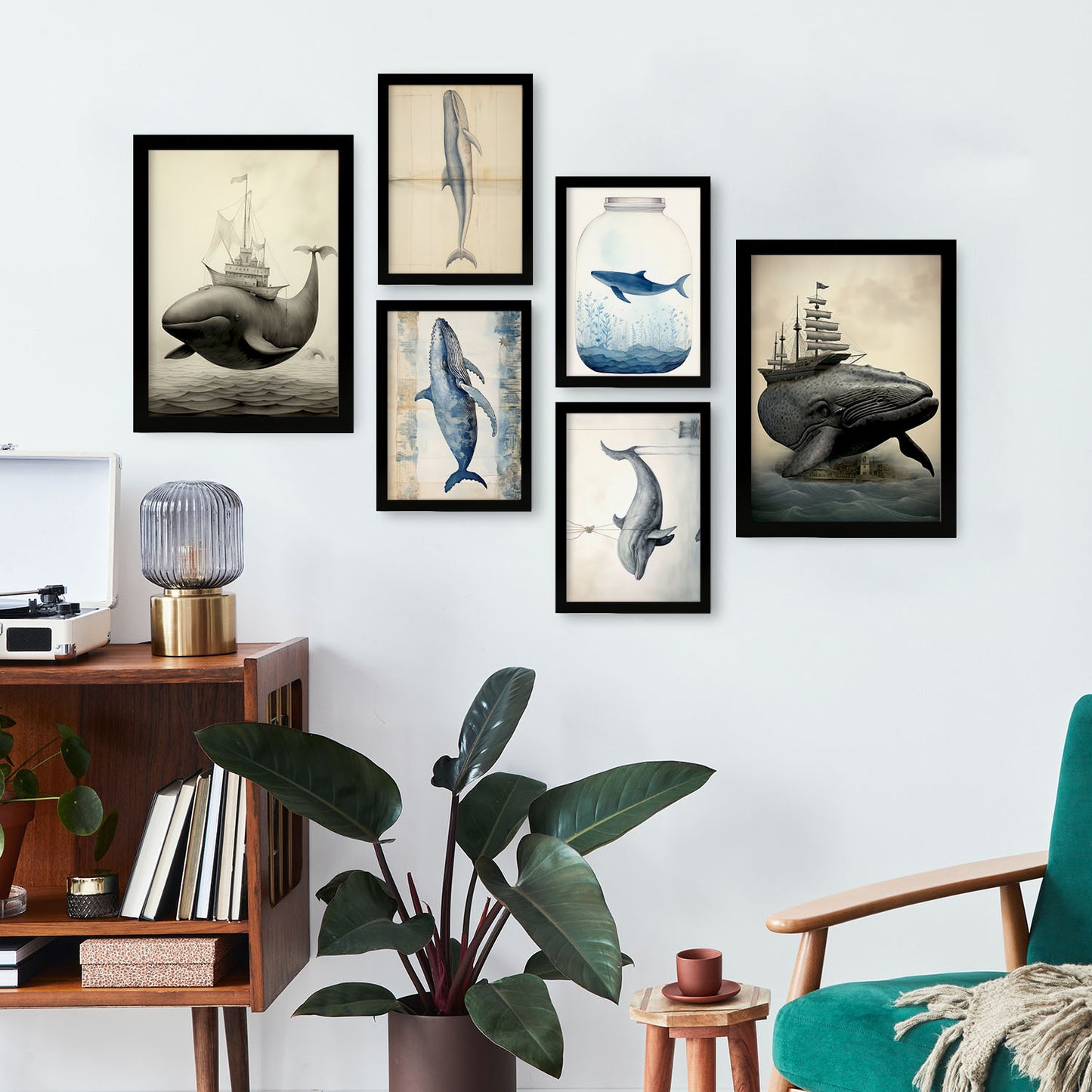 Set de 6 Láminas de Ballenas Nacnic y Guardería
