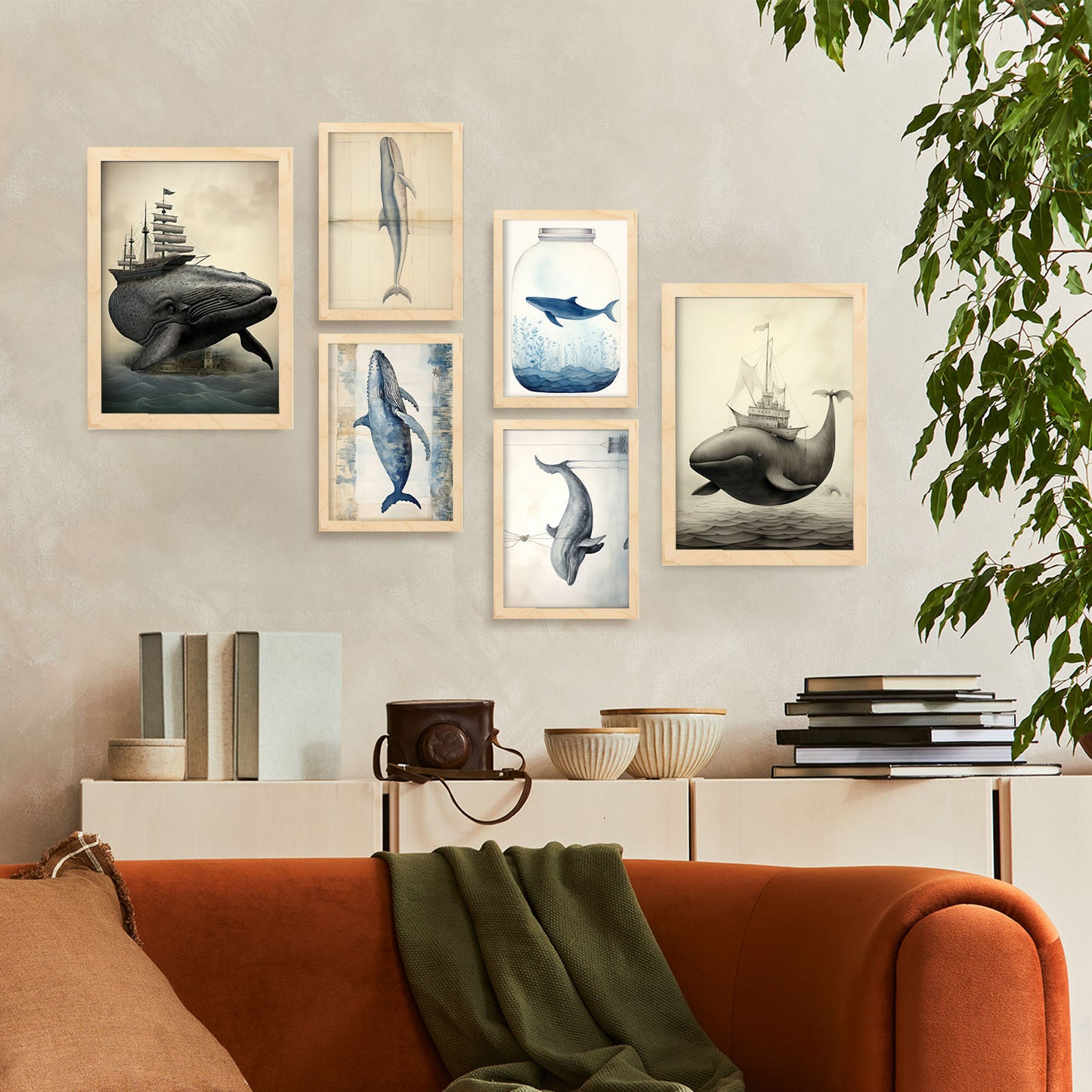 Set de 6 Láminas de Ballenas Nacnic y Guardería