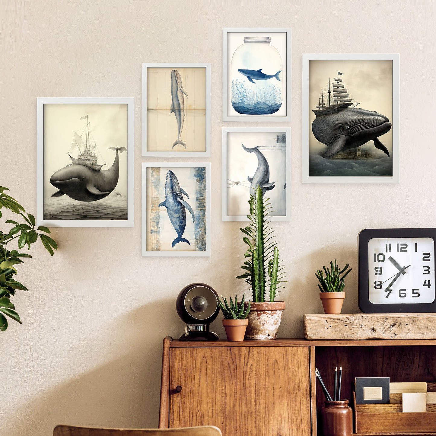 Set de 6 Láminas de Ballenas Nacnic y Guardería