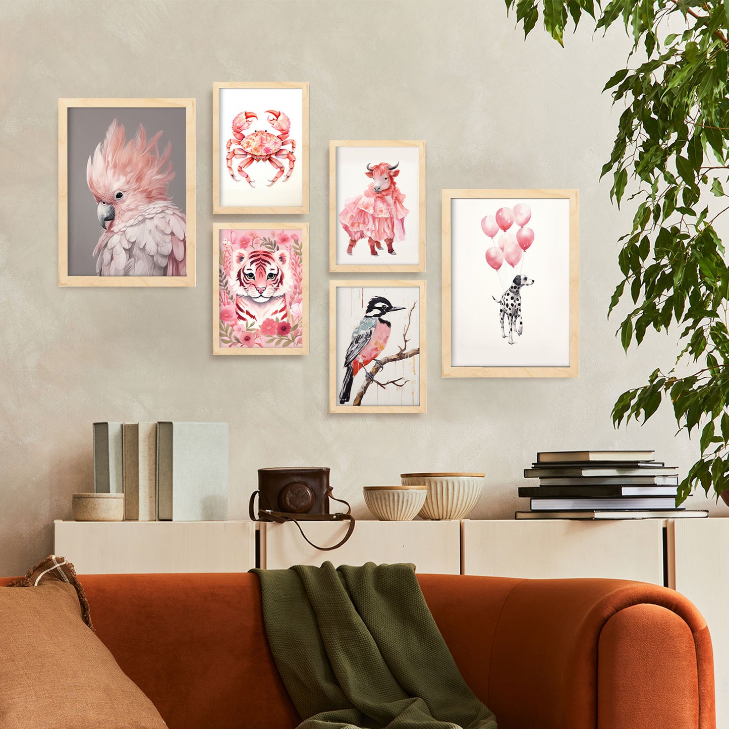 Set de 6 Láminas de Animales Rosados Nacnic