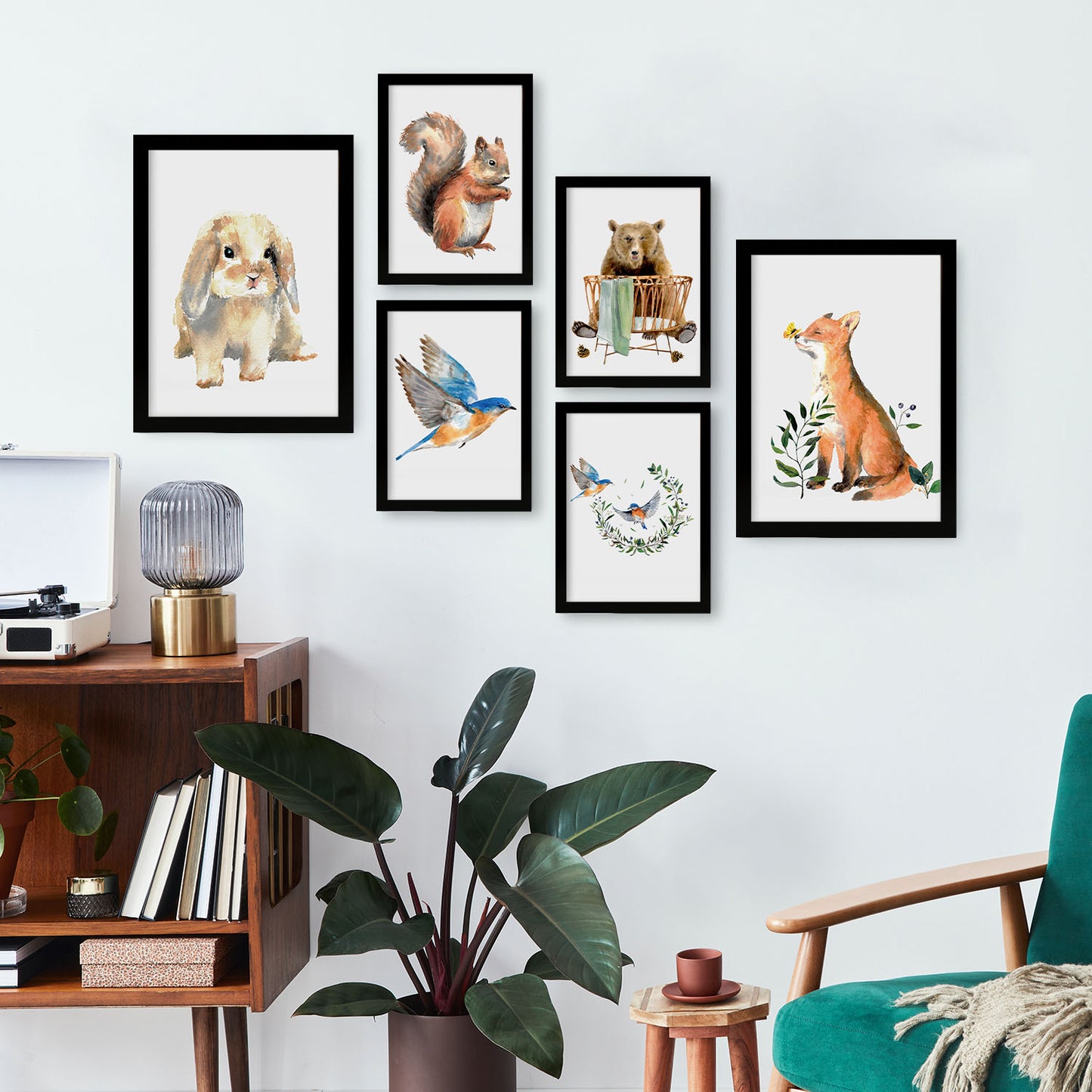 Nacnic Set de 6 Láminas de Animales en Acuarela