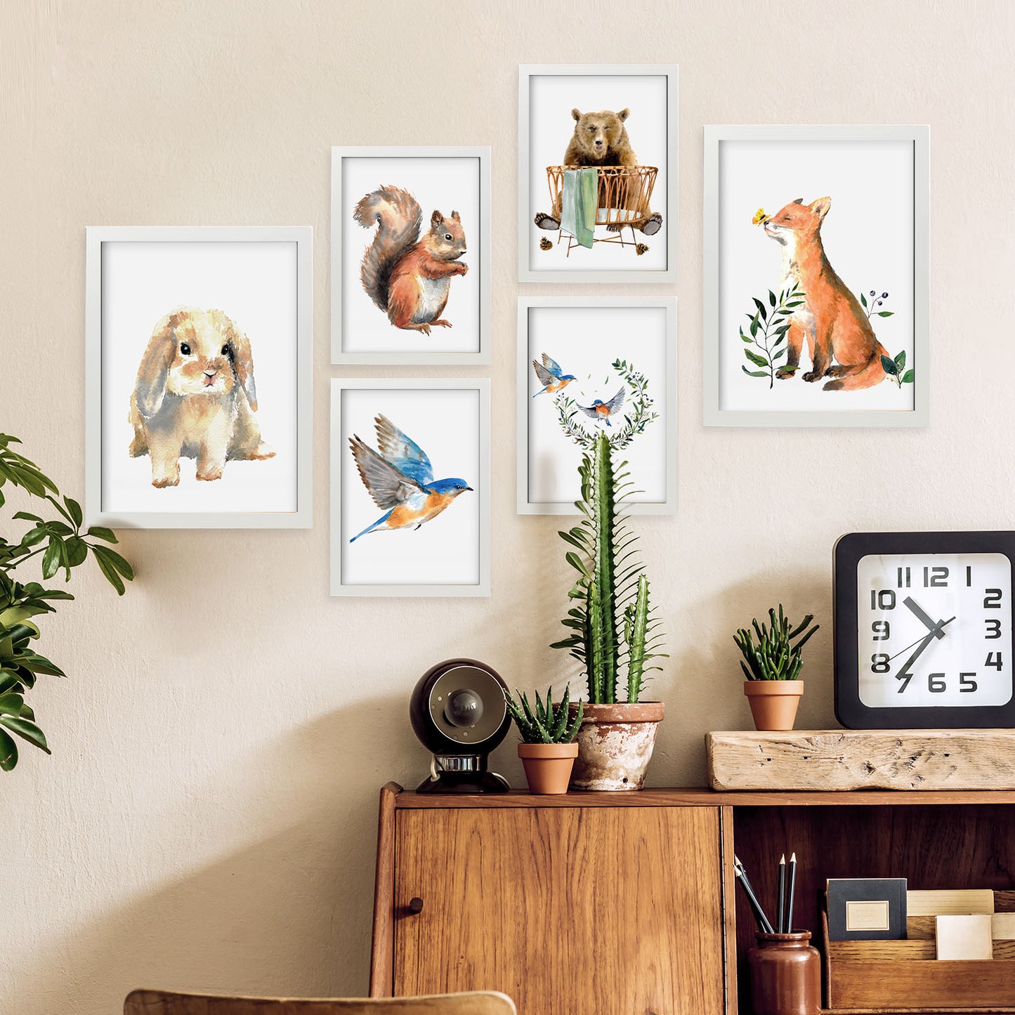 Nacnic Set de 6 Láminas de Animales en Acuarela