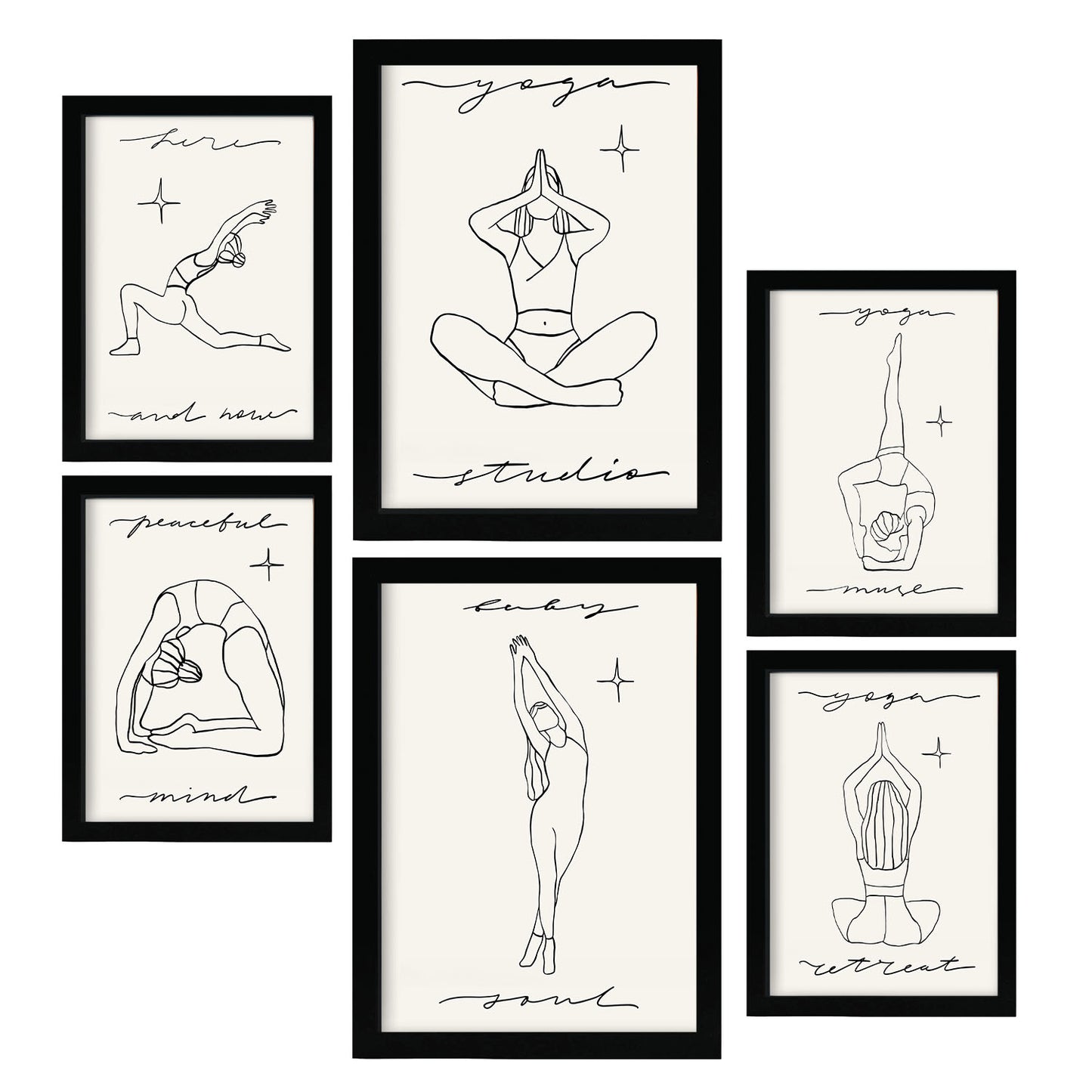 Conjunto de 6 Láminas de Muses de Yoga Nacnic