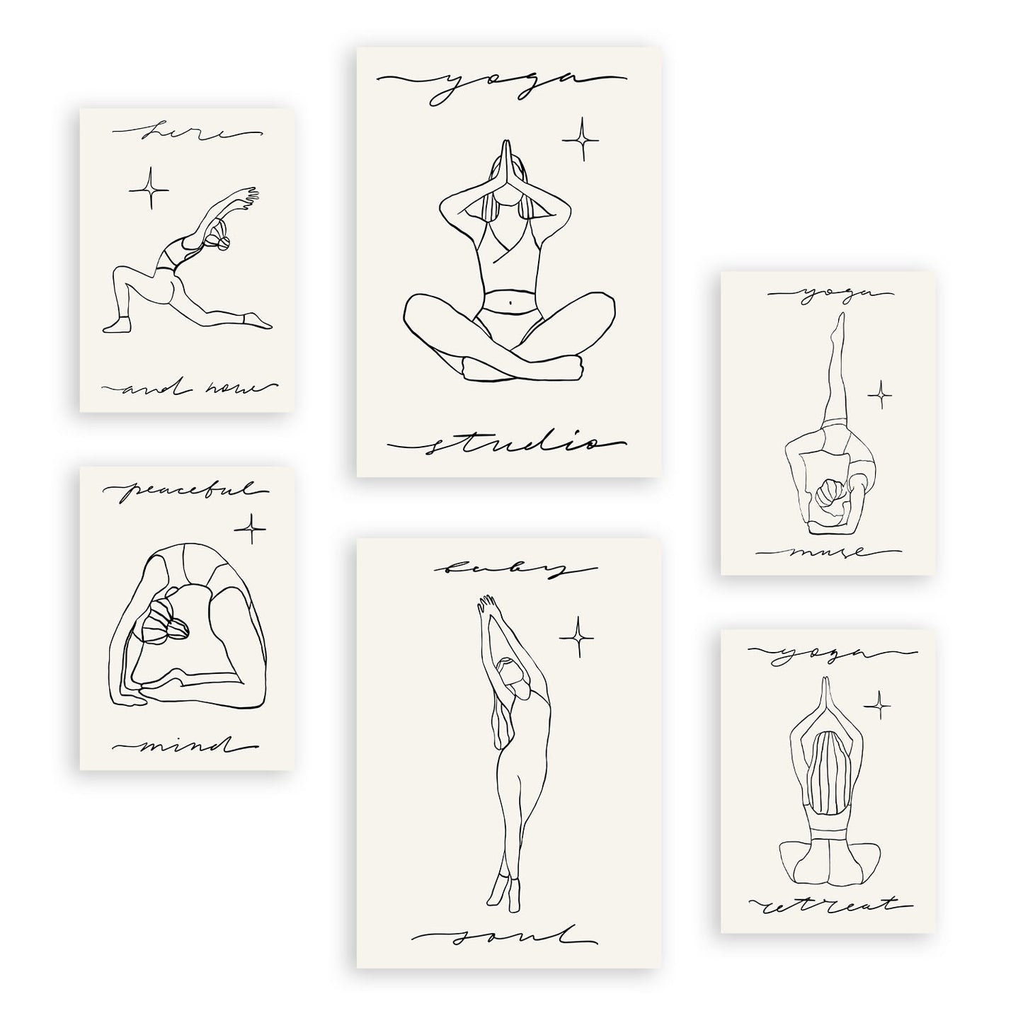 Conjunto de 6 Láminas de Muses de Yoga Nacnic