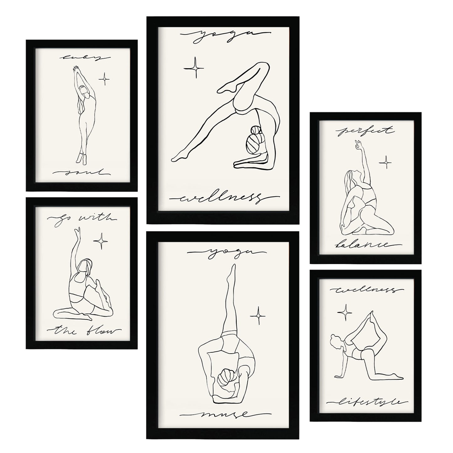 Conjunto de 6 Láminas de Musas de Yoga Nacnic