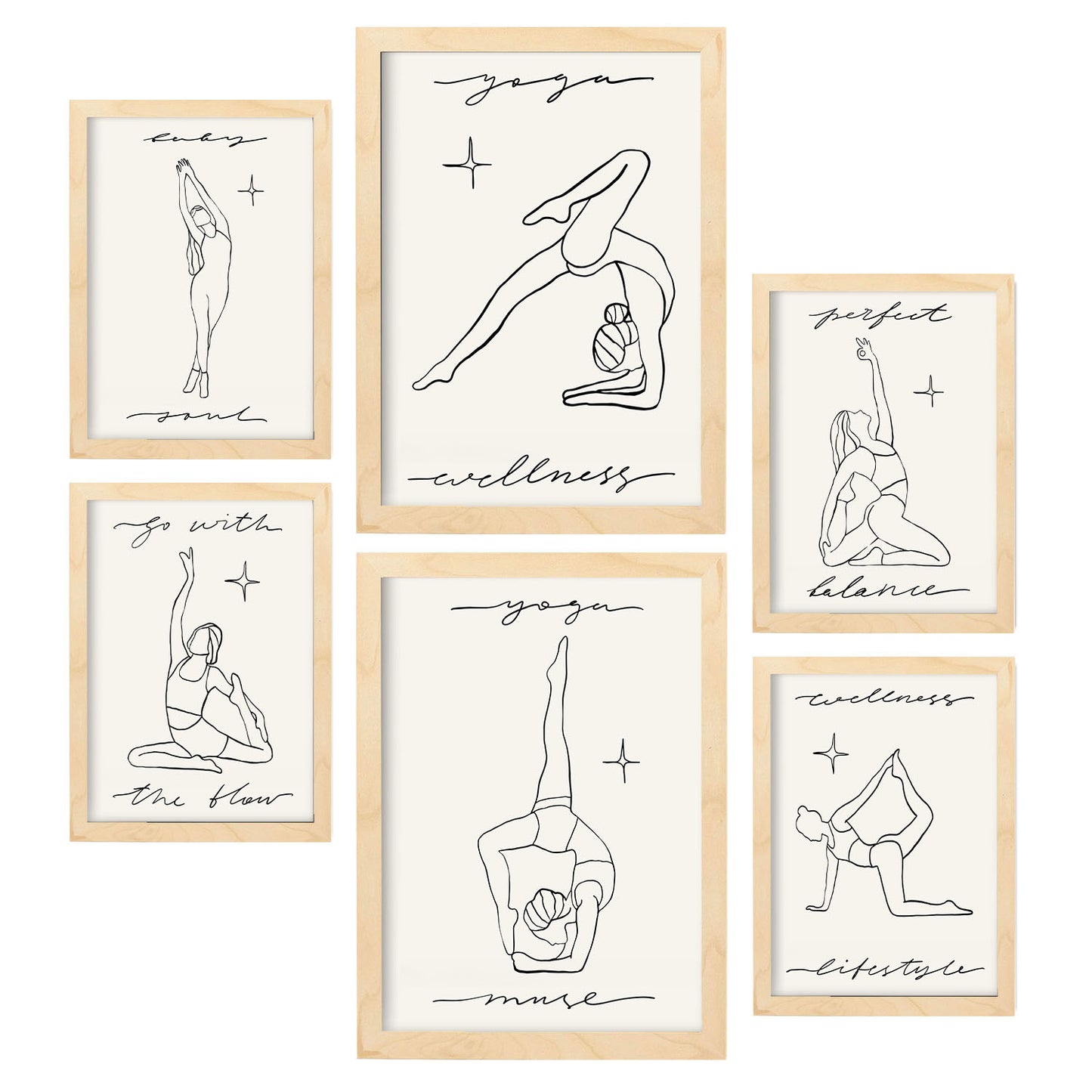 Conjunto de 6 Láminas de Musas de Yoga Nacnic