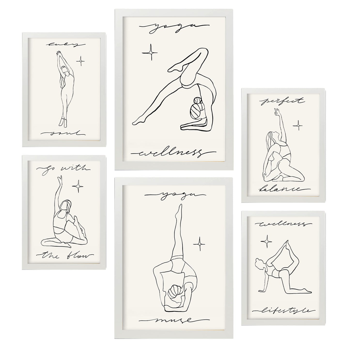 Conjunto de 6 Láminas de Musas de Yoga Nacnic