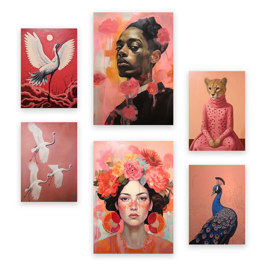 Juego de 6 Láminas de Rosas Naturales en Estilo Ecléctico Nacnic