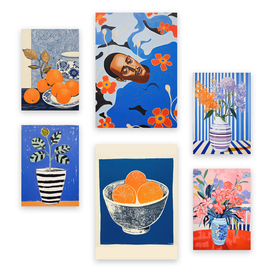 Conjunto de 6 Láminas Nacnic de Estilo Ecléctico en Naranja Optimista