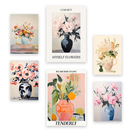 Conjunto Nacnic de 6 Láminas de Jarrones Vibrantes en Estilo Ecléctico