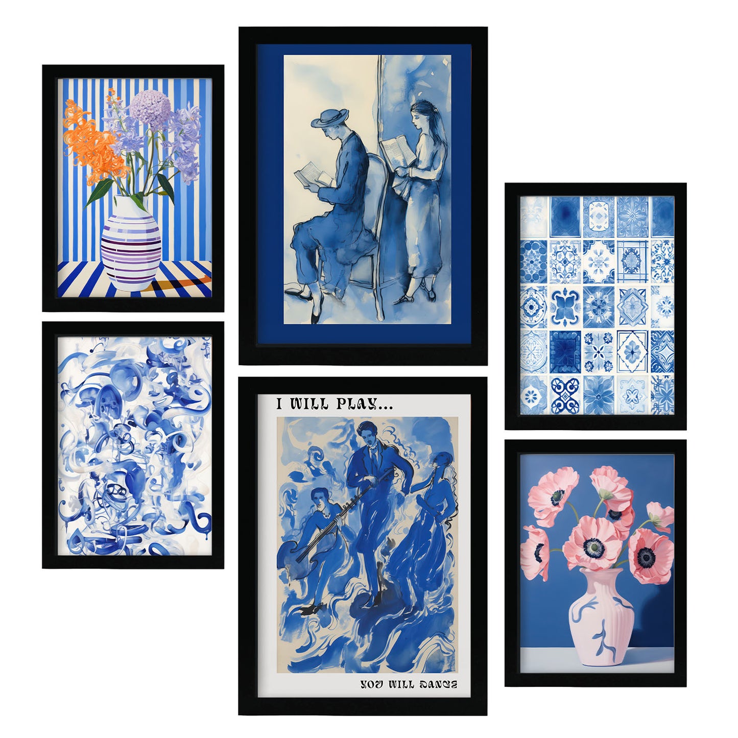Conjunto de 6 Láminas de Pinturas Prósperas de Nacnic en Estilo Ecléctico