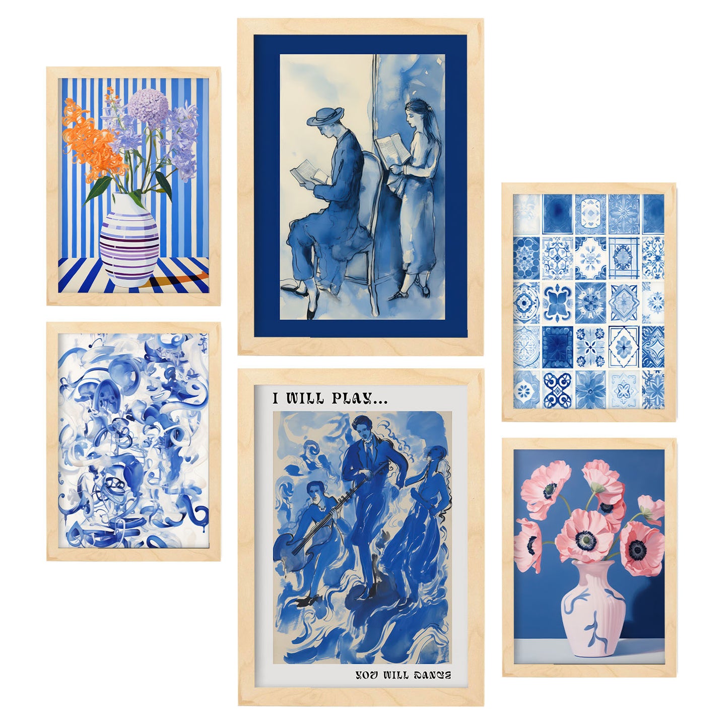 Conjunto de 6 Láminas de Pinturas Prósperas de Nacnic en Estilo Ecléctico