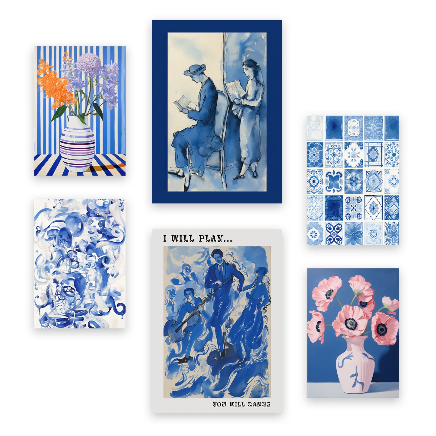 Conjunto de 6 Láminas de Pinturas Prósperas de Nacnic en Estilo Ecléctico