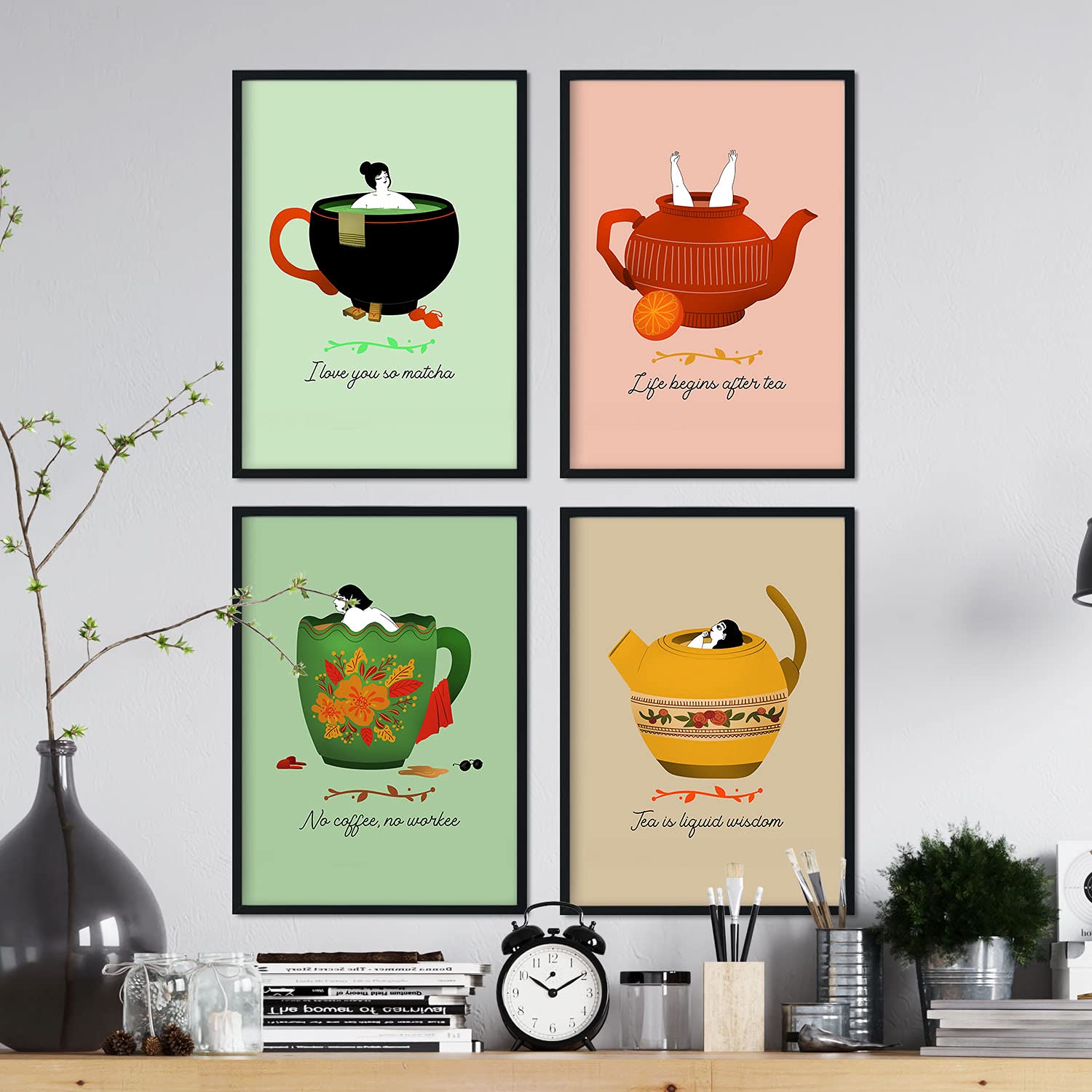 Set de láminas Pack aromático. Pósters con ilustraciones para amantes del té y el café.-Artwork-Nacnic-Nacnic Estudio SL