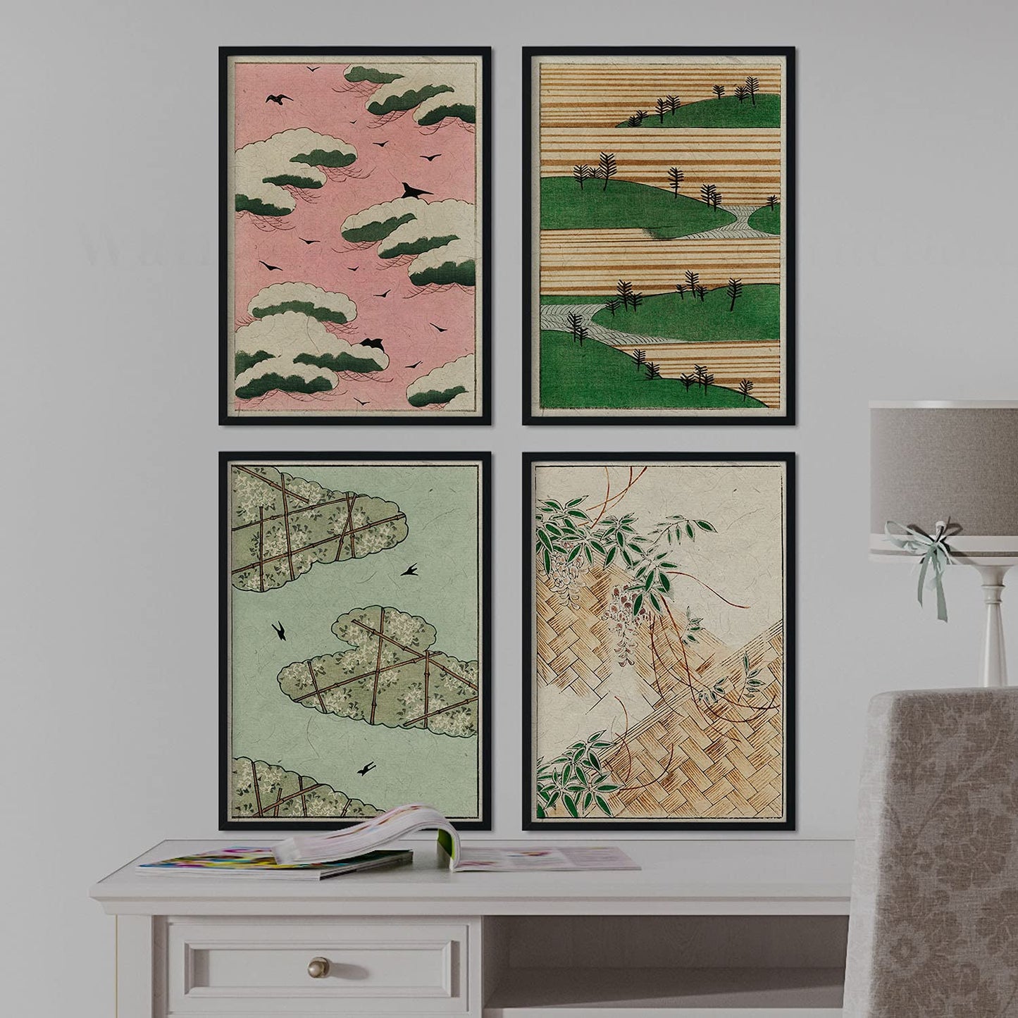 Pack de láminas Paisaje. Pósters con ilustraciones de la revista Vintage japonesa Shin Bijutsukai.-Artwork-Nacnic-Nacnic Estudio SL