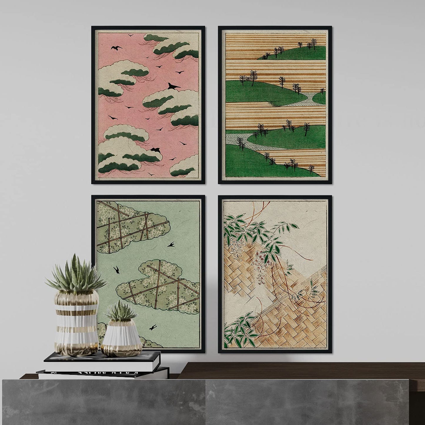 Pack de láminas Paisaje. Pósters con ilustraciones de la revista Vintage japonesa Shin Bijutsukai.-Artwork-Nacnic-Nacnic Estudio SL