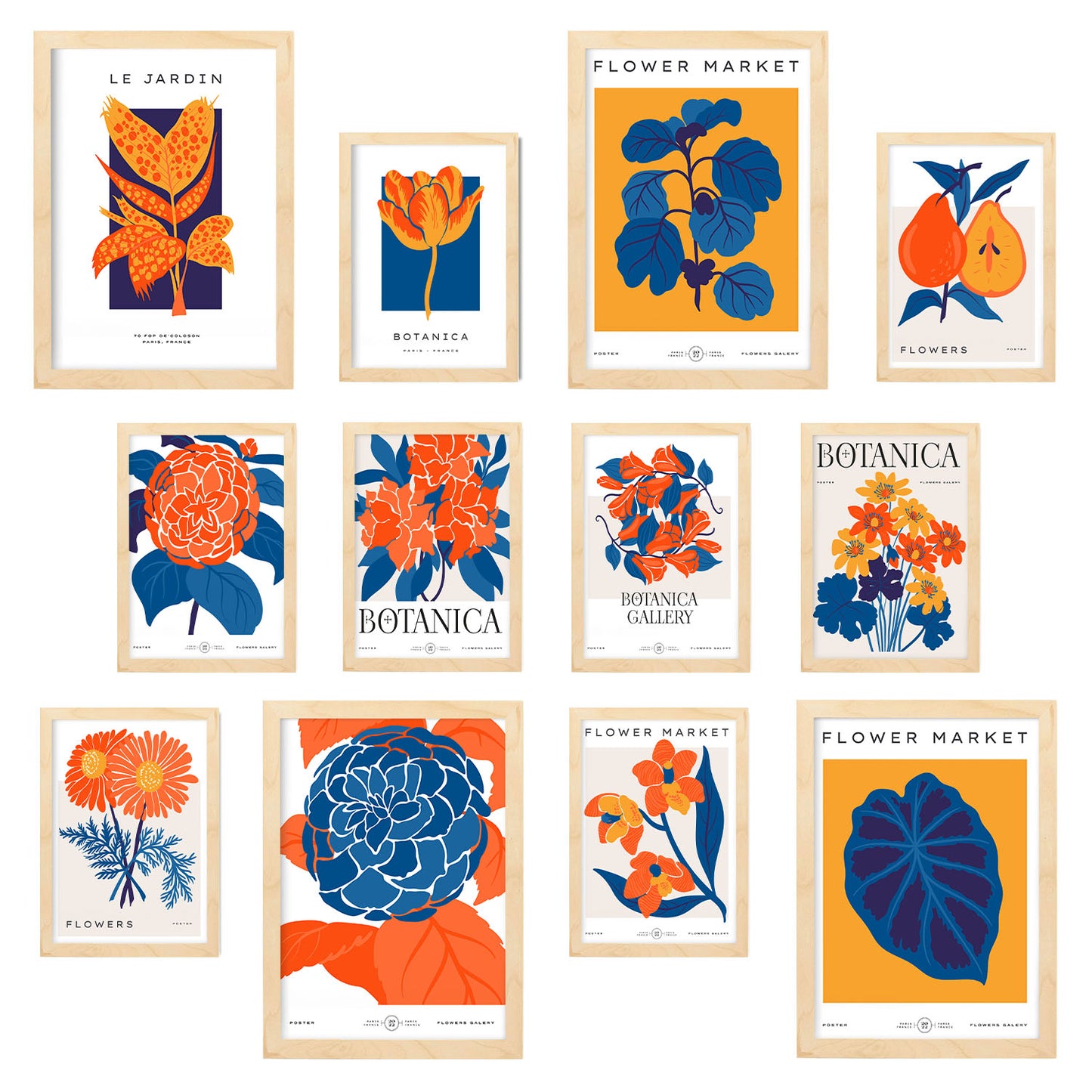 Conjunto de Impresiones Botánicas 3 - Láminas de Arte de Pared Elegantes y Versátiles