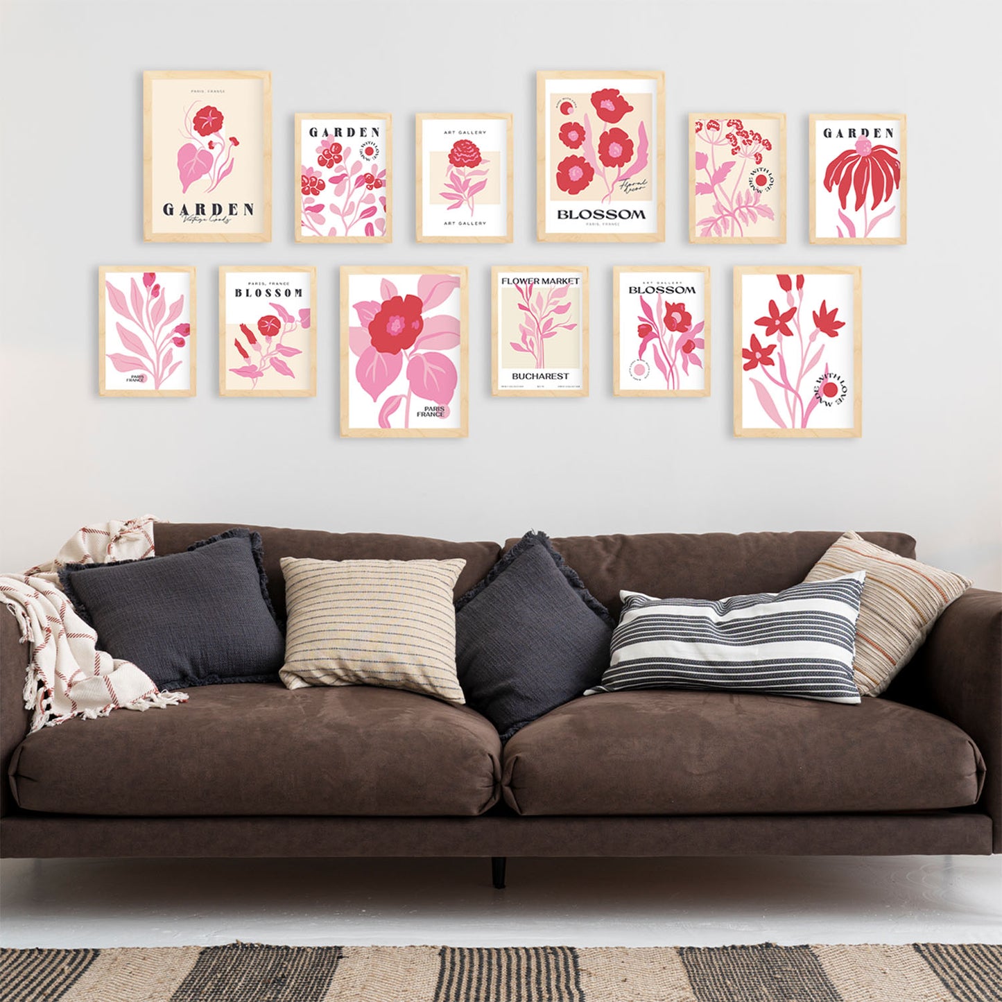 Conjunto de 12 láminas botánicas de diseño exquisito y arte de pared