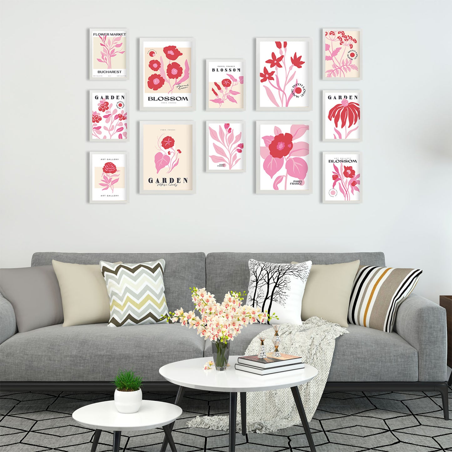 Conjunto de 12 láminas botánicas de diseño exquisito y arte de pared