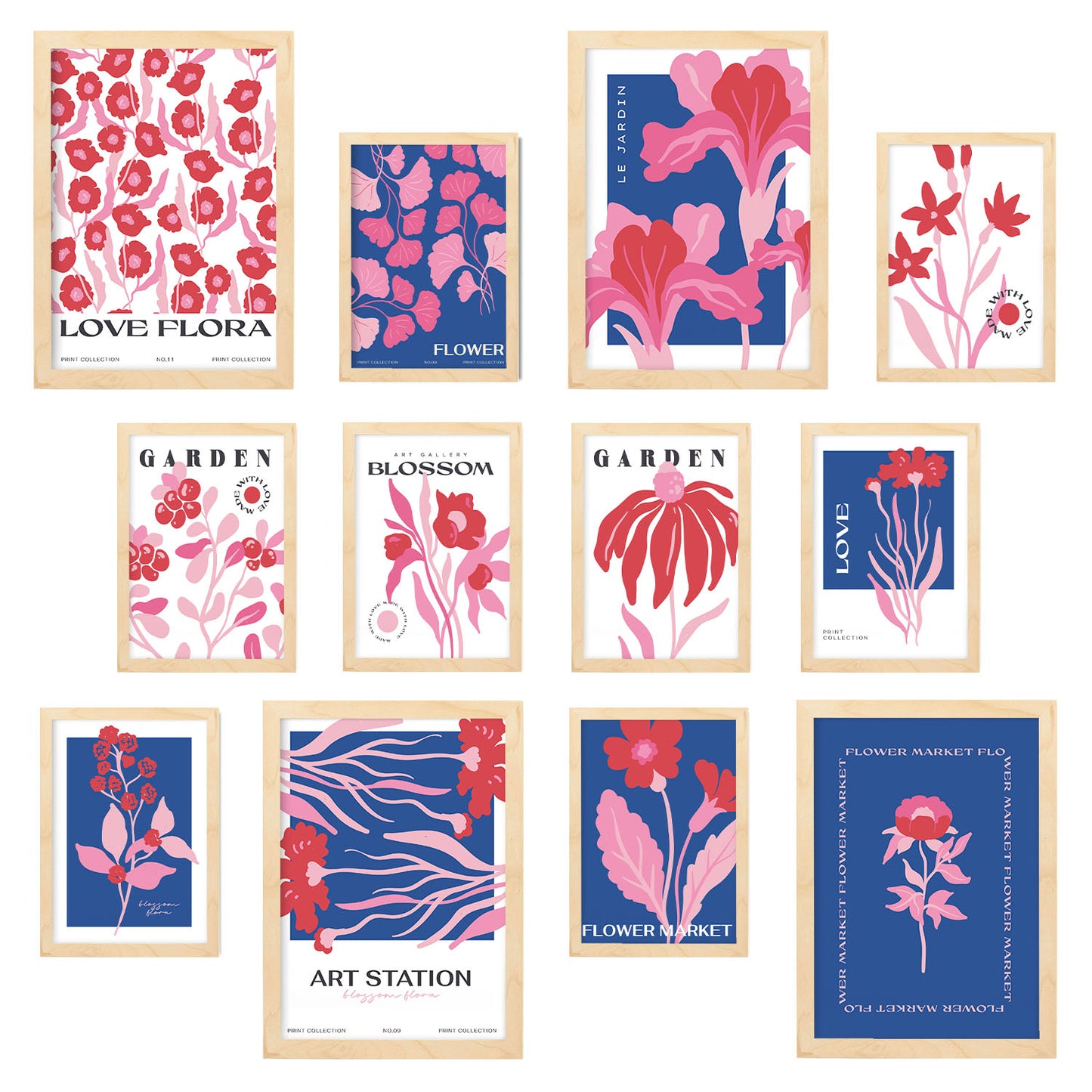 Conjunto de Impresiones Botánicas Elegantes - Láminas de Arte de Pared