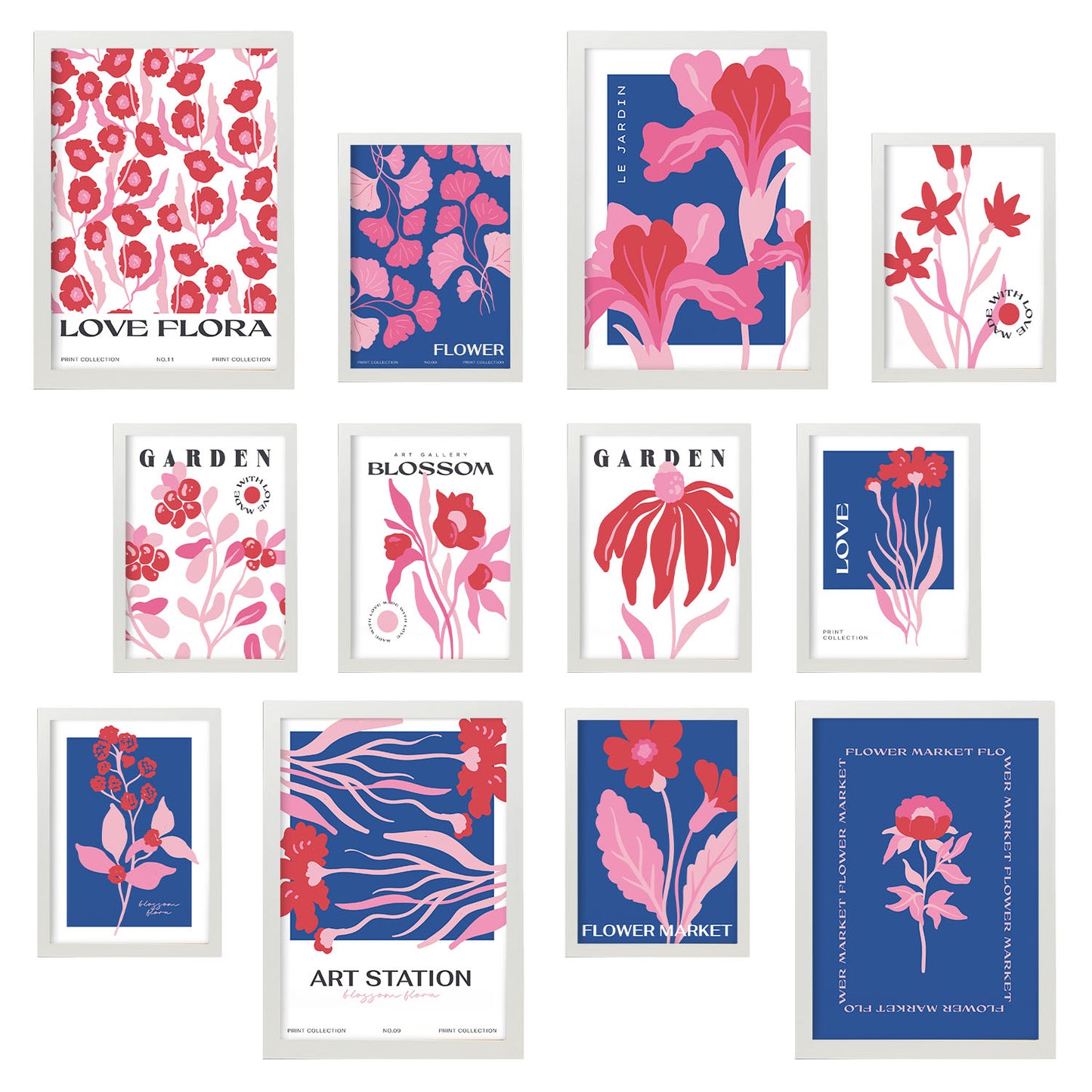 Conjunto de Impresiones Botánicas Elegantes - Láminas de Arte de Pared