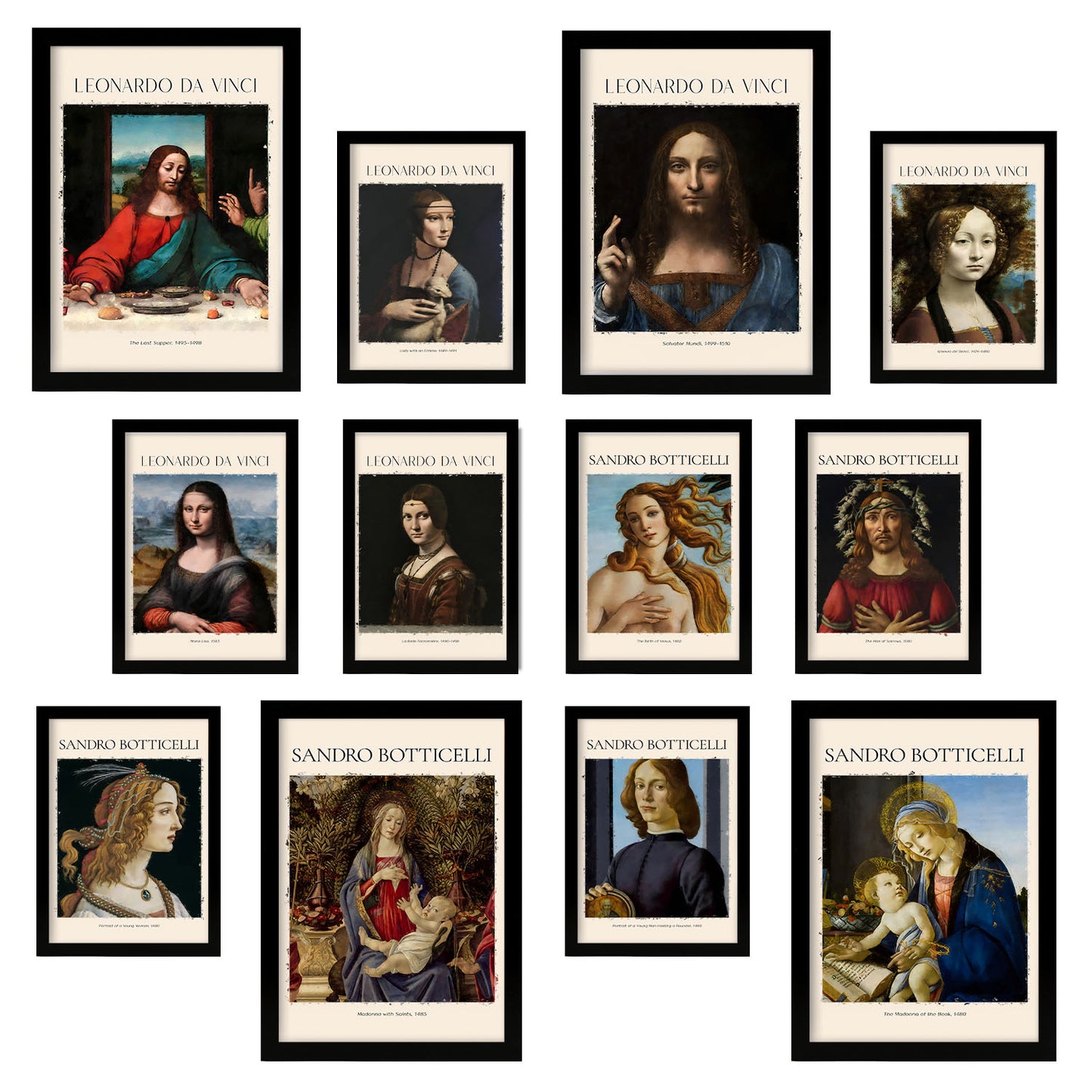 Conjunto de Láminas Exquisitas: Obras Maestras de Botticelli y Da Vinci