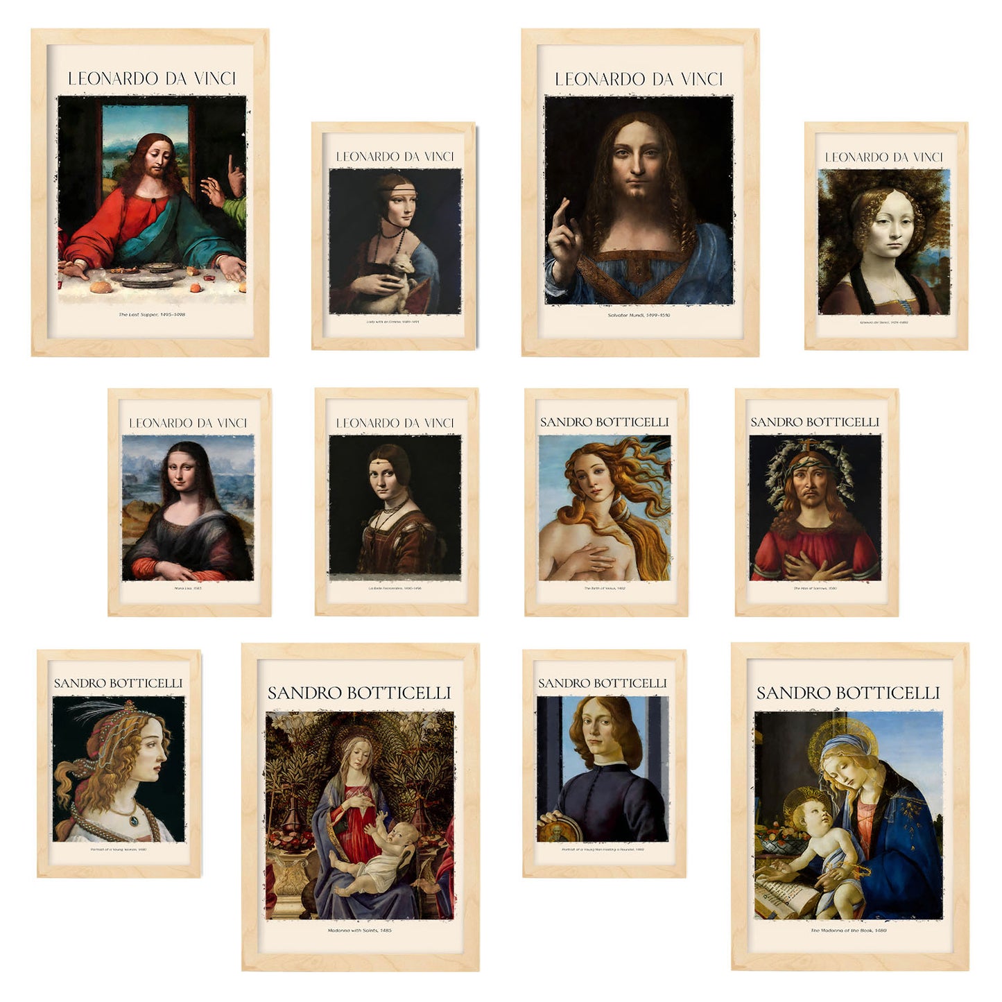 Conjunto de Láminas Exquisitas: Obras Maestras de Botticelli y Da Vinci