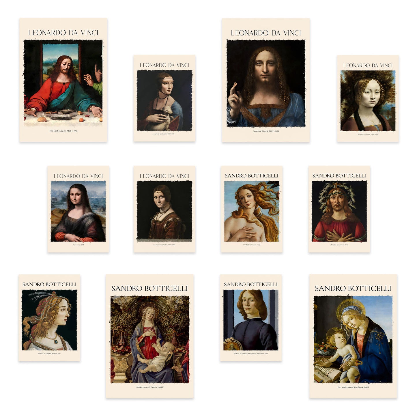 Conjunto de Láminas Exquisitas: Obras Maestras de Botticelli y Da Vinci