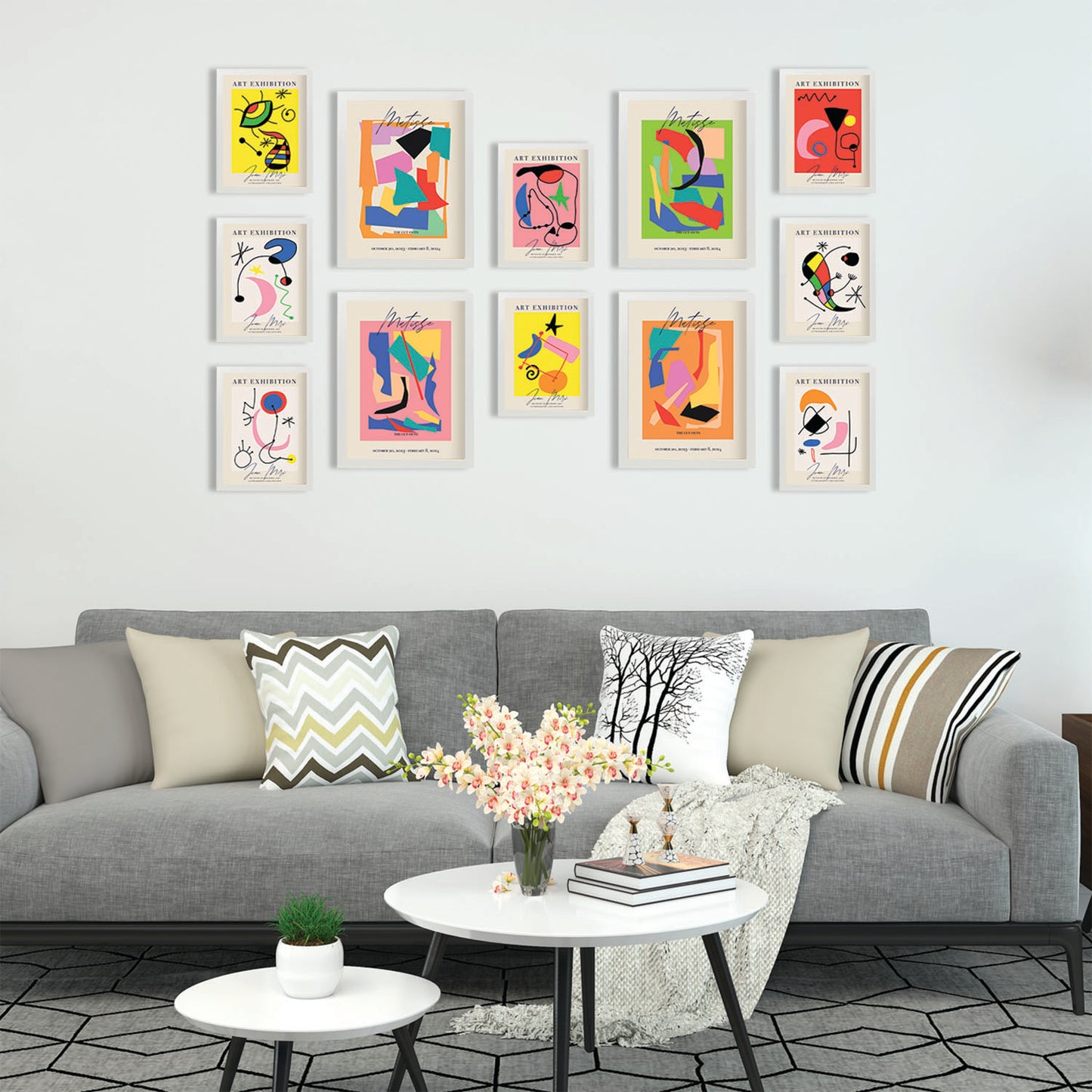 Conjunto de láminas de arte Matisse y Miró - 12 piezas - Estilo pintor famoso - Marcos surtidos