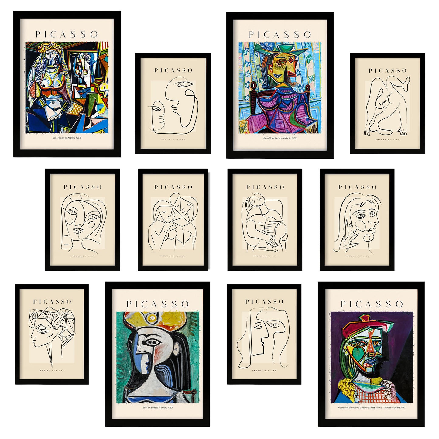 Colección Picasso: Conjunto de 12 láminas con diseños icónicos
