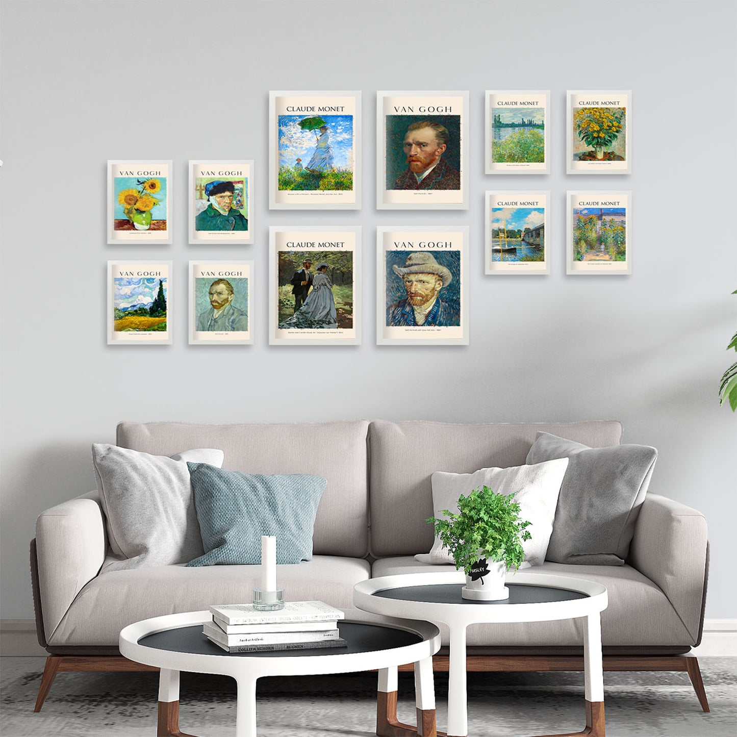 Conjunto de láminas de arte de Van Gogh y Monet: 12 piezas, estilo de pintores famosos, colores vibrantes,