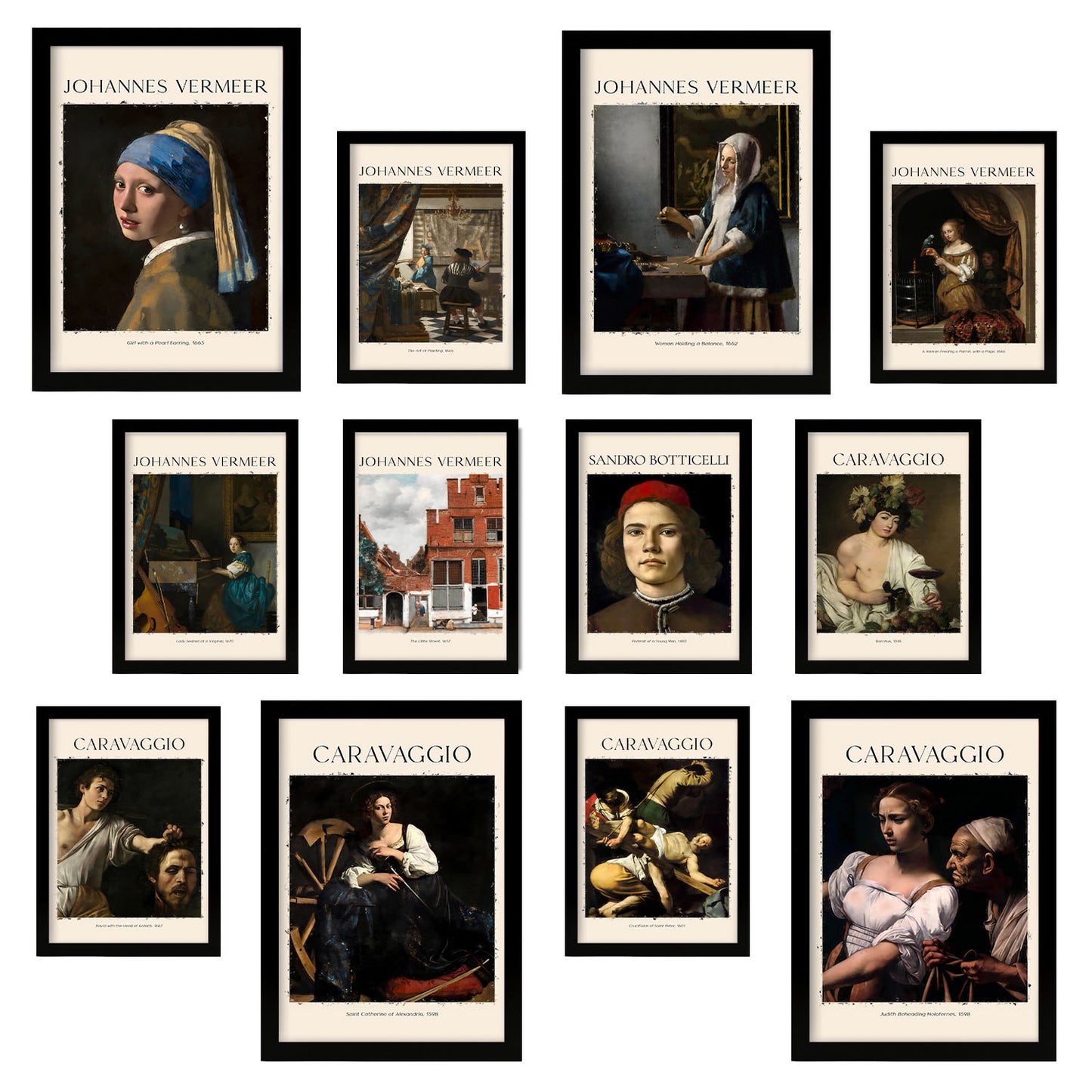 Colección de Obras Maestras: Láminas inspiradas en Vermeer y Caravaggio