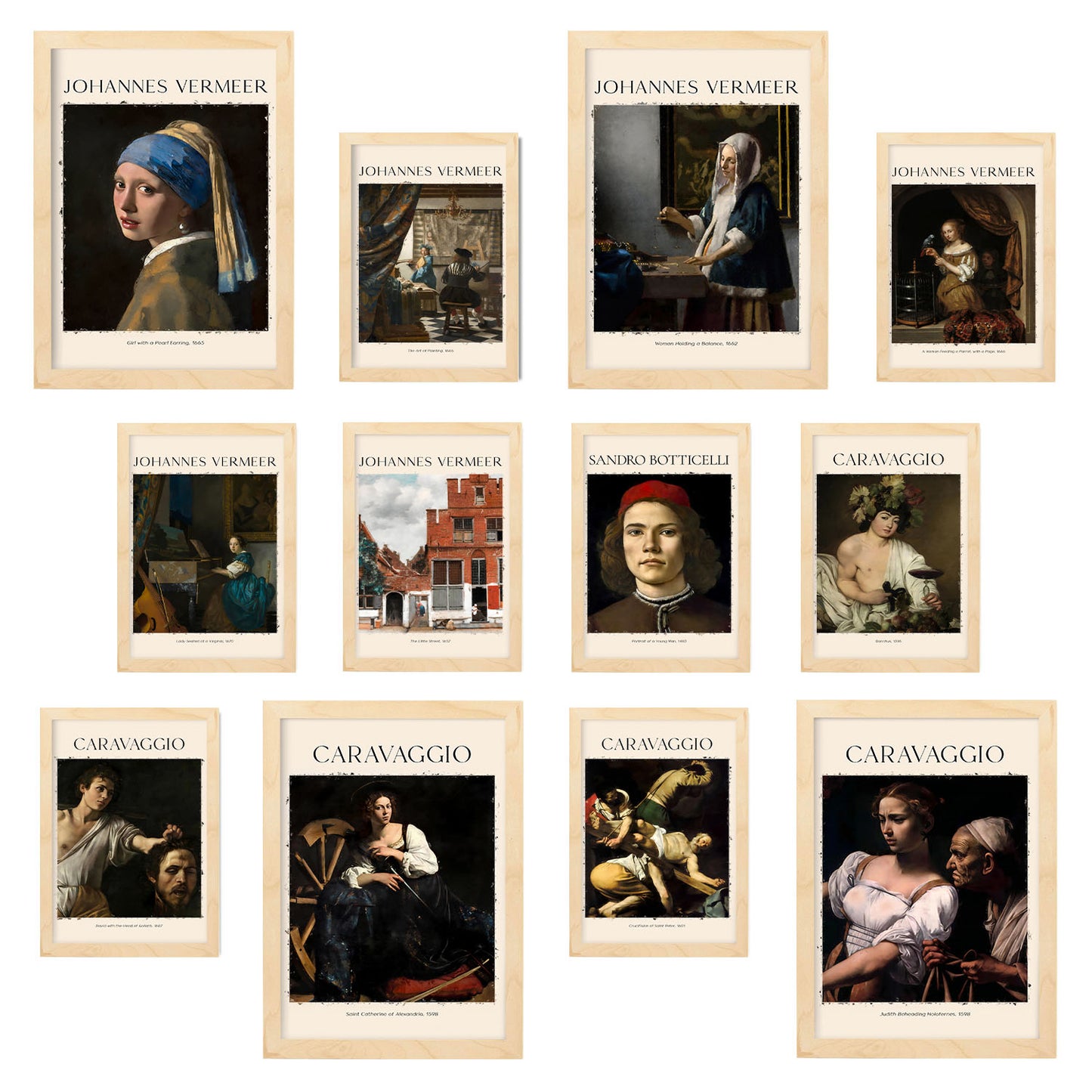 Colección de Obras Maestras: Láminas inspiradas en Vermeer y Caravaggio