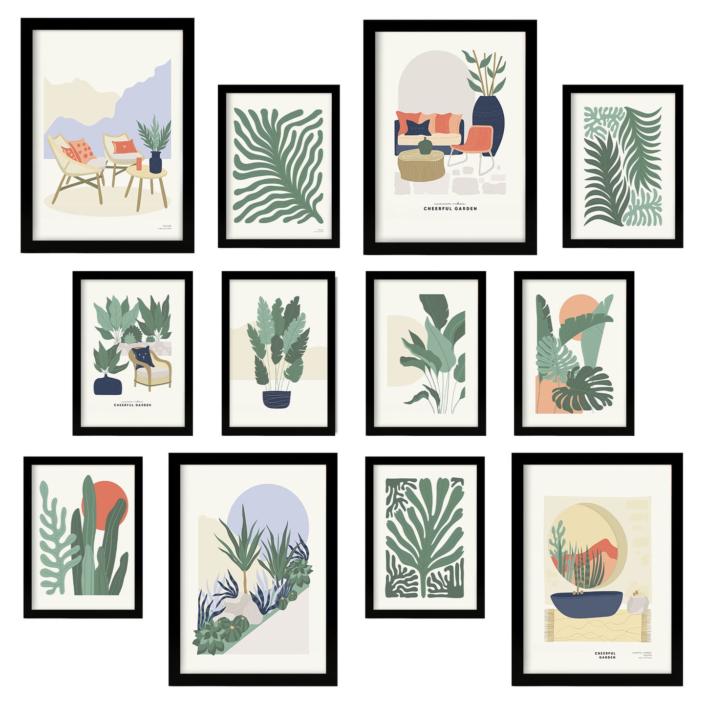 Conjunto ModernMix de Impresiones de Jardín - 12 Piezas