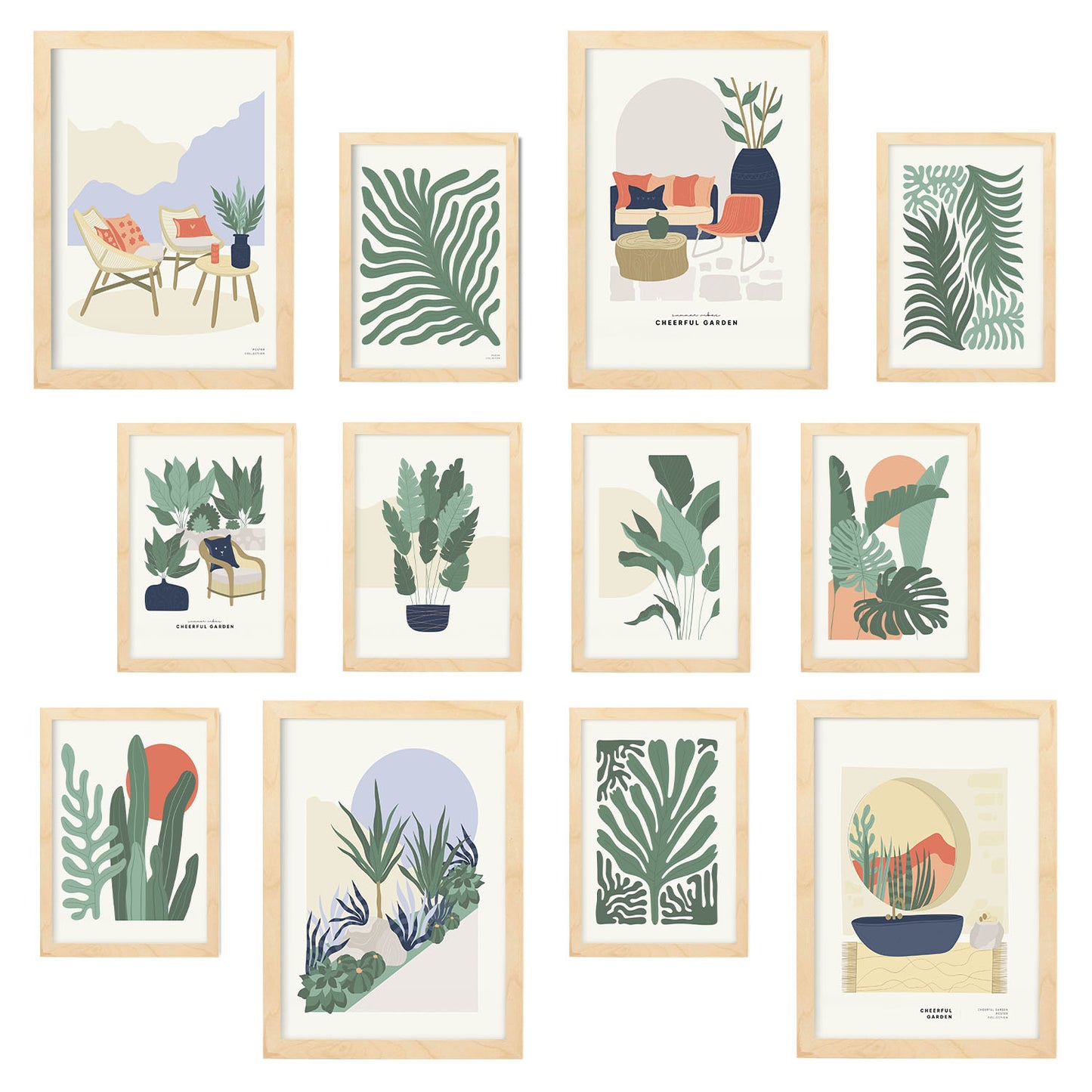 Conjunto ModernMix de Impresiones de Jardín - 12 Piezas