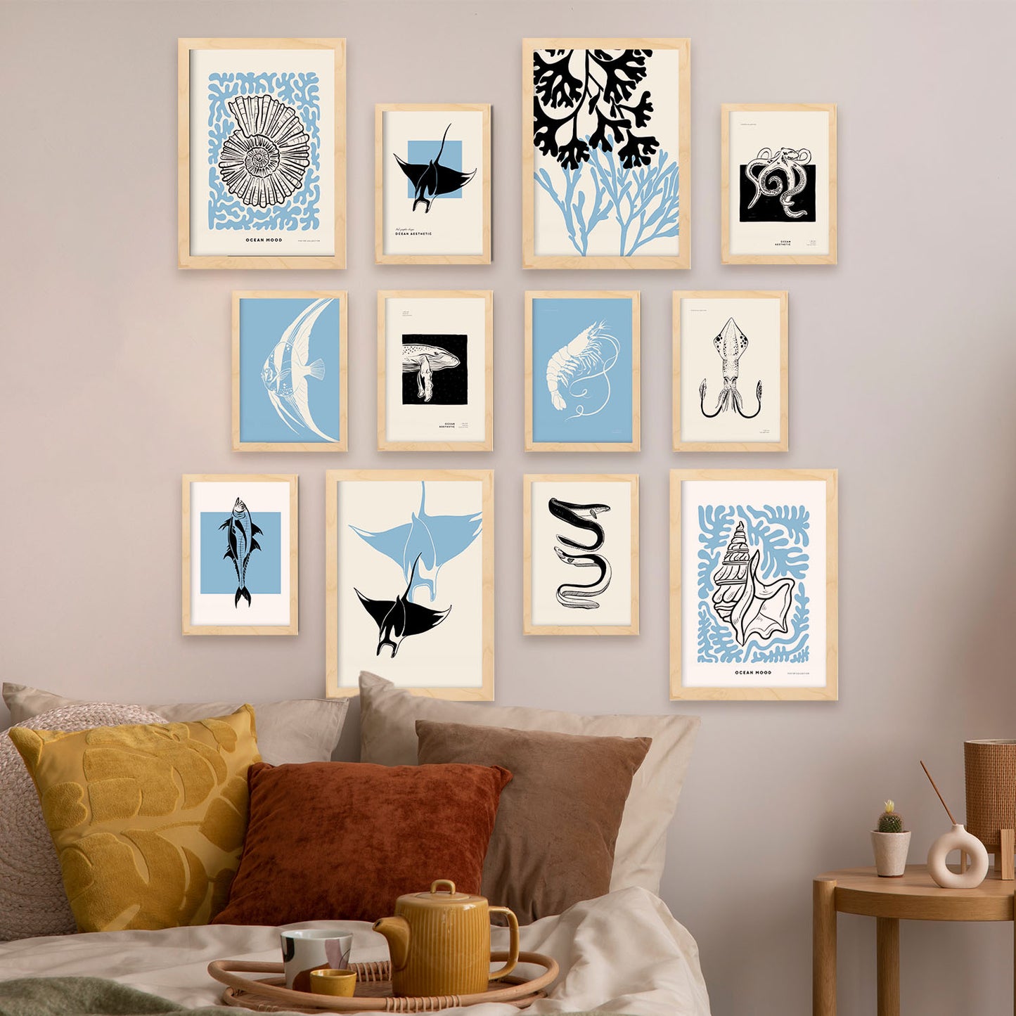 Conjunto de 12 láminas Ocean 2 ModernMix 1 - Arte Oceánica de Estilo Moderno