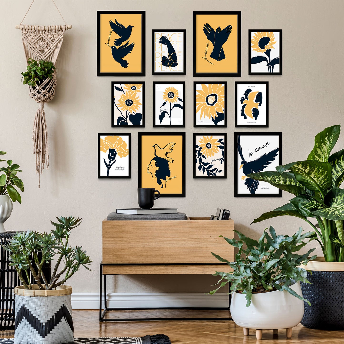 Conjunto de Láminas Peaceful ModernMix 1 - 12 piezas, Diseño de Arte de Pared Cautivador