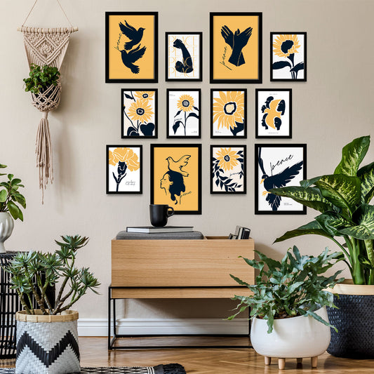 Conjunto de Láminas Peaceful ModernMix 1 - 12 piezas, Diseño de Arte de Pared Cautivador