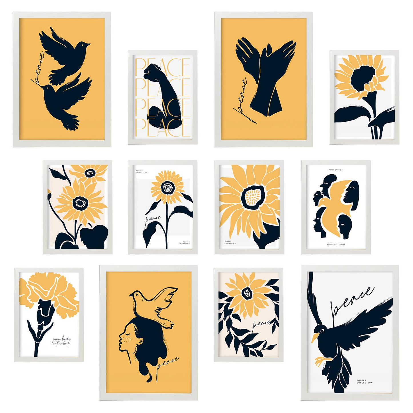 Conjunto de Láminas Peaceful ModernMix 1 - 12 piezas, Diseño de Arte de Pared Cautivador