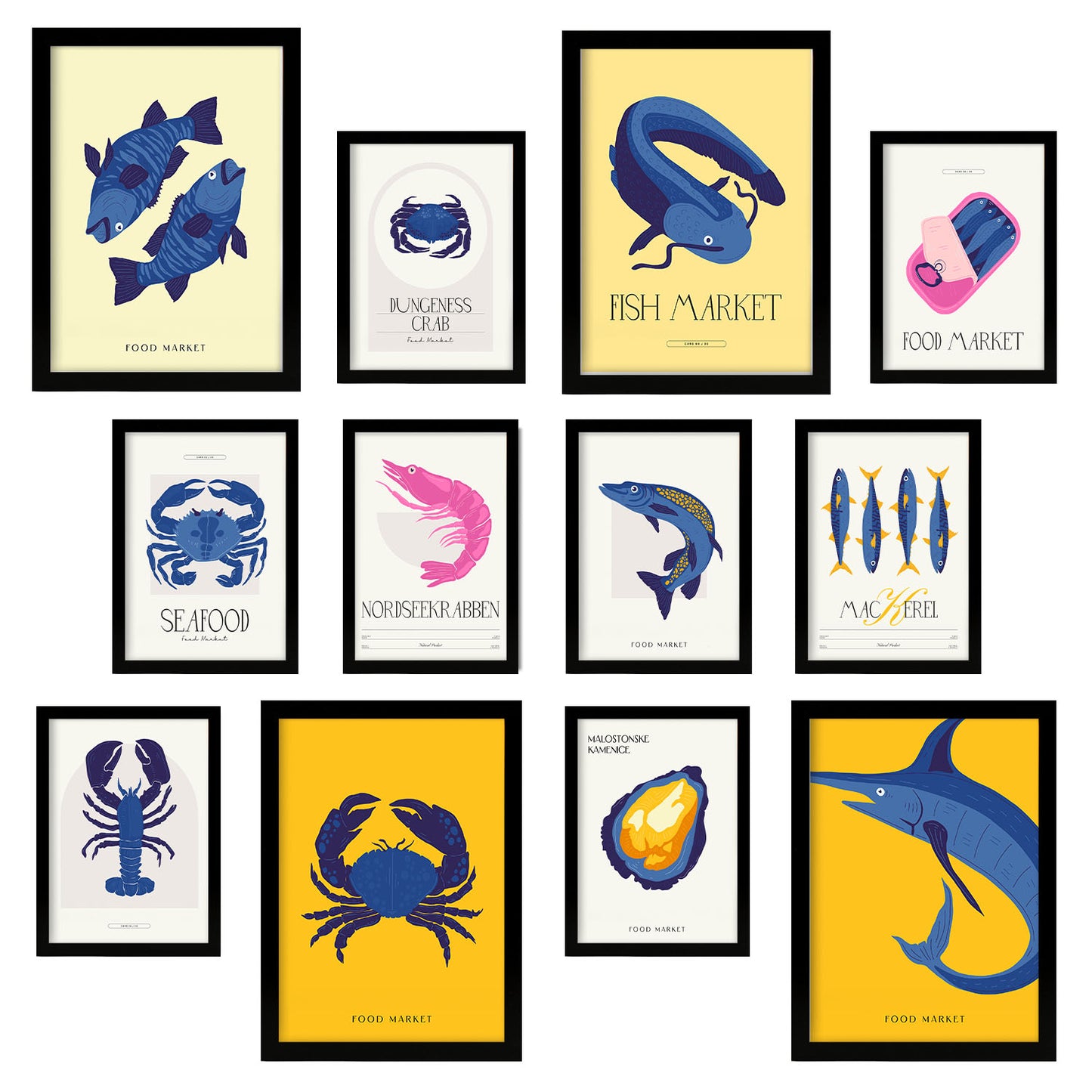 Juego de Láminas ModernMix de Mariscos - Diseño Elegante Contemporánea