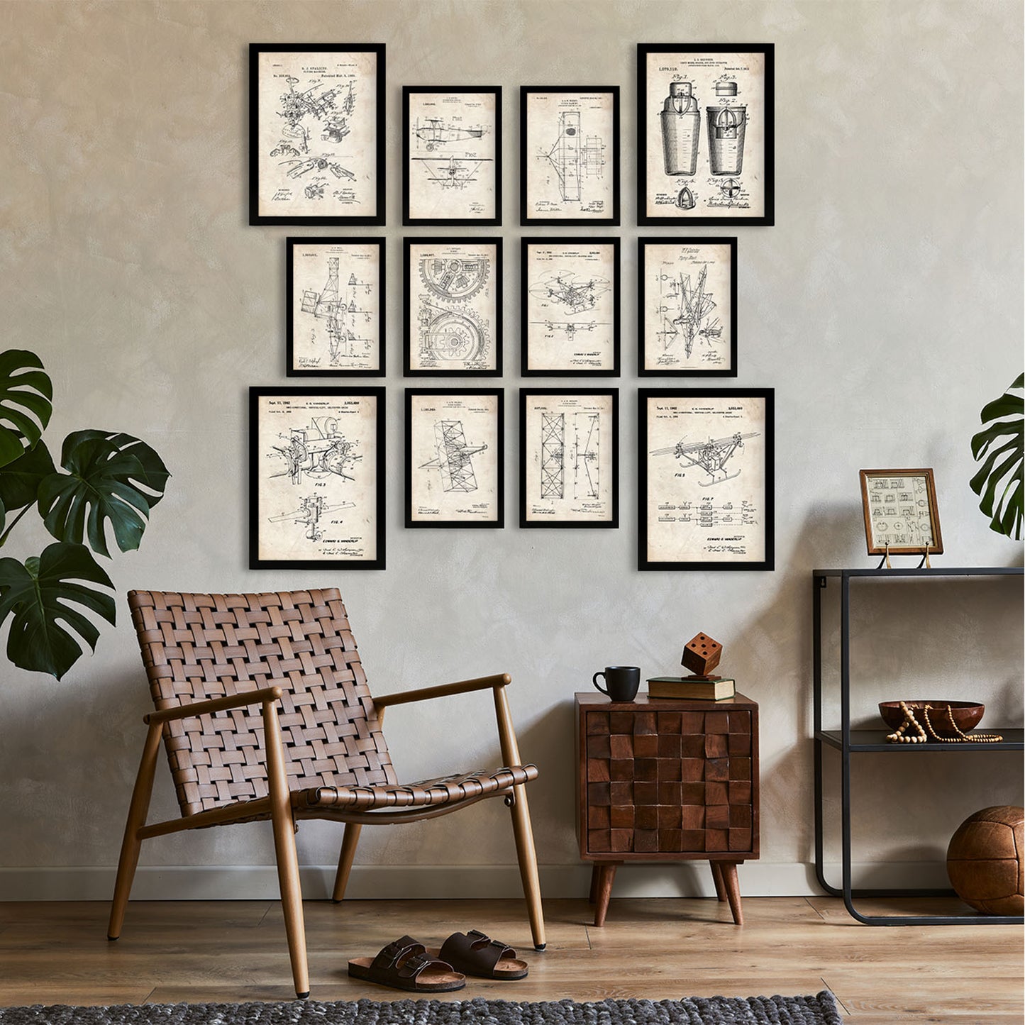Conjunto de impresiones de patentes de máquinas voladoras, diseño vintage, ideal para amantes del arte, póster de pared.