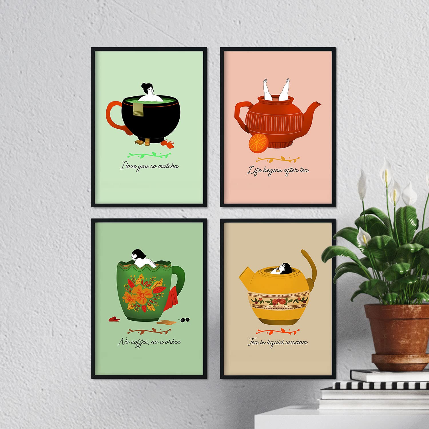 Set de láminas Pack aromático. Pósters con ilustraciones para amantes del té y el café.-Artwork-Nacnic-Nacnic Estudio SL